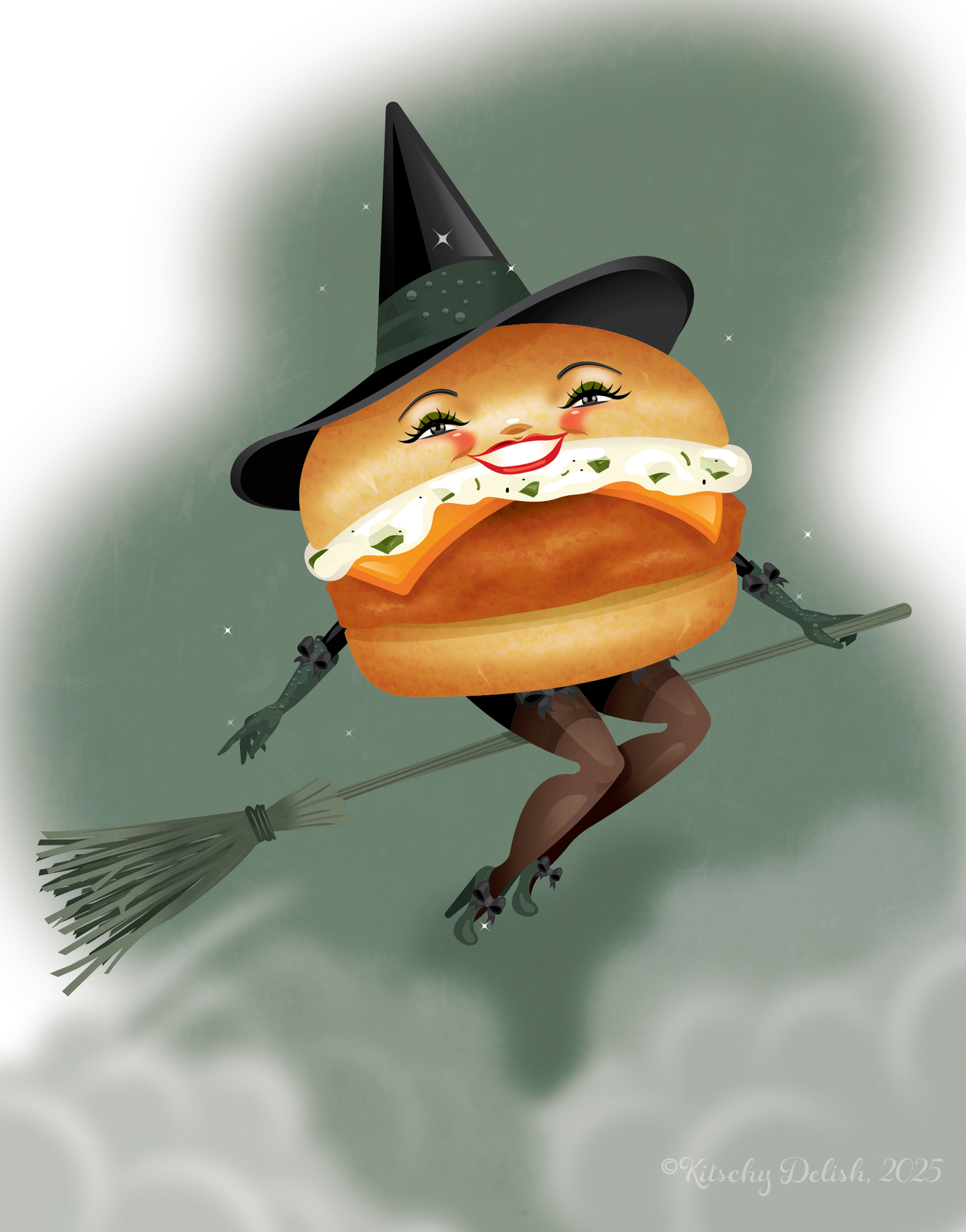 Fish Witch 5x7 print on cardstock