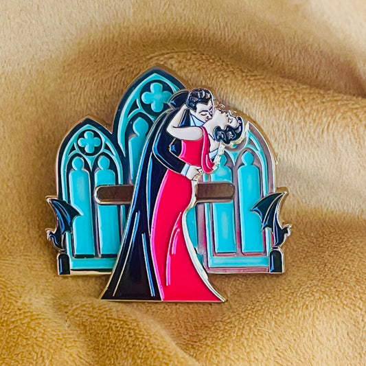 Kiss of Dracula sliding enamel pin