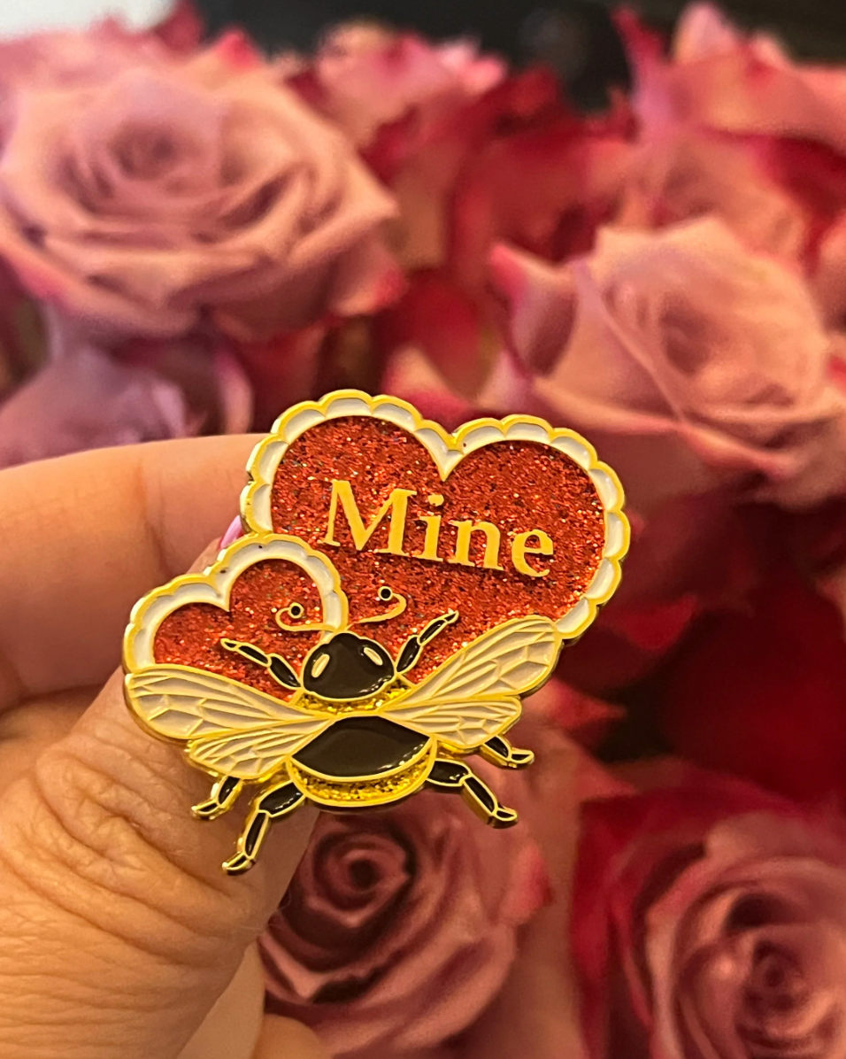 Bee Mine, soft enamel pin with glitter
