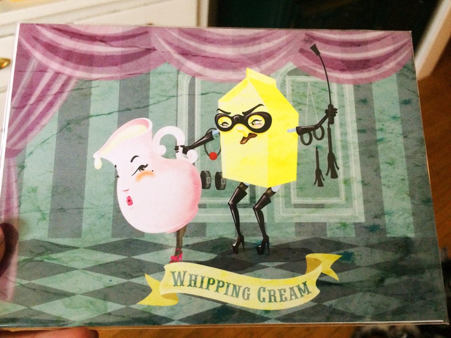 Whipping Cream 5x7 Regular Print, Quirky Food Print, Unique Apartment Art, Punny Wall Decor