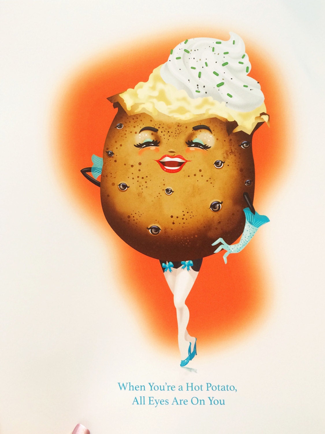 Hot Potato Regular Print, Cute Food Illustration, Original Kitchen Decor, Foodie Art