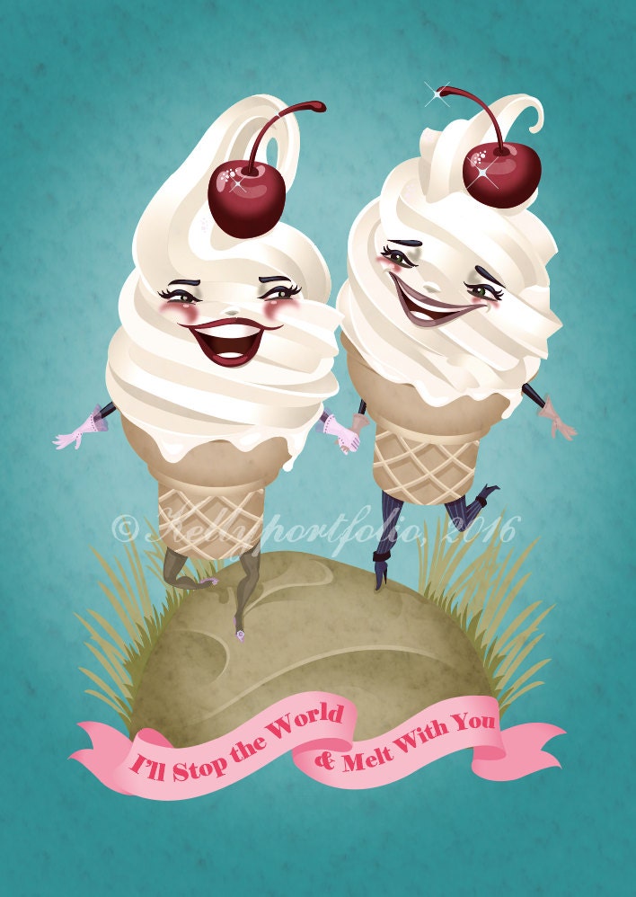 Melt With You 5x7 Regular Print, Quirky Food Print, Unique Apartment Art, Original Fine Art