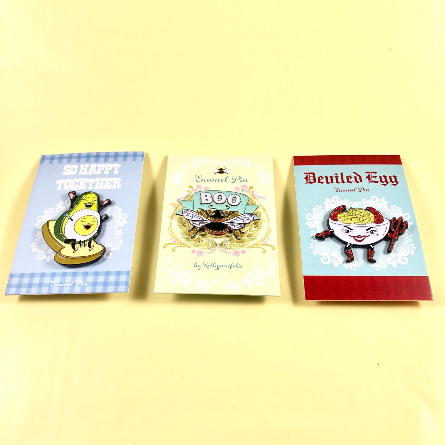 Deviled egg enamel pin with glitter!