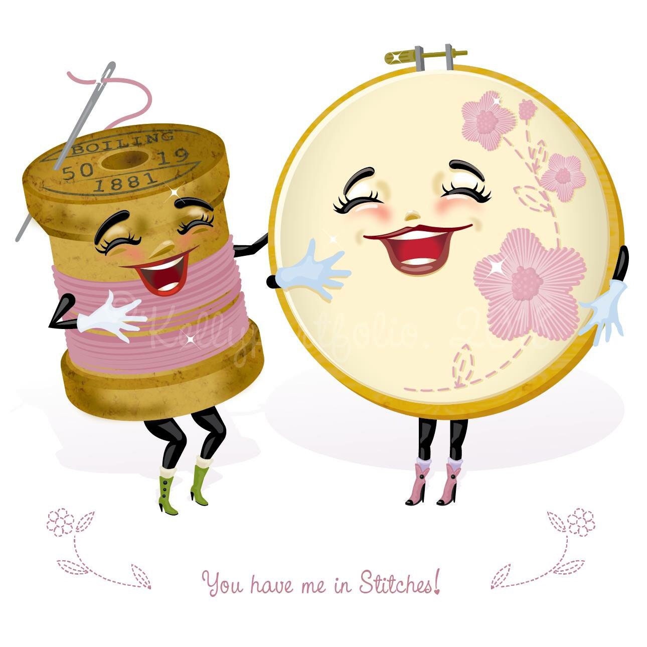 You have me in Stitches! Regular Print, Kitschy Wall Hanging, Nostalgic Style, Gallery Wall