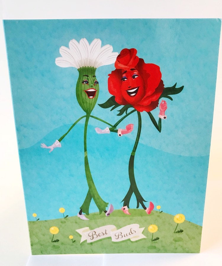 Best Buds blank greeting card