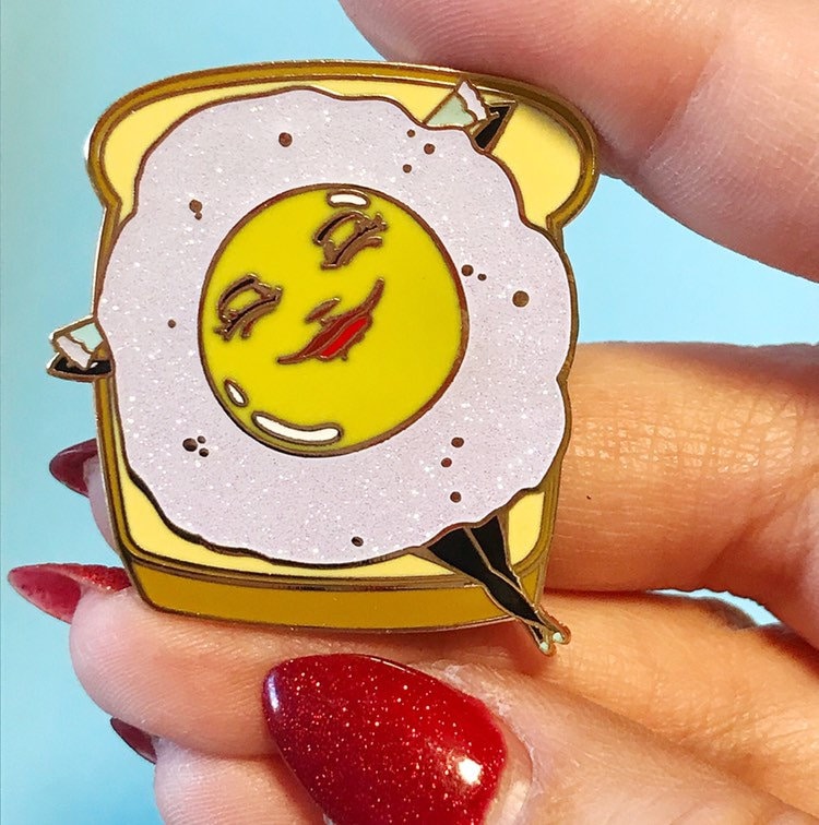 Sunny Side Up hard enamel pin with glitter!