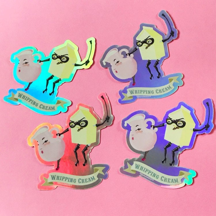 Whipping Cream Holographic Vinyl Sticker, 3" wide