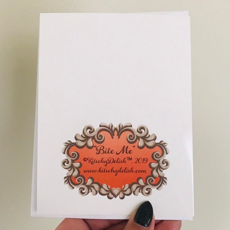 Bite Me, blank greeting card