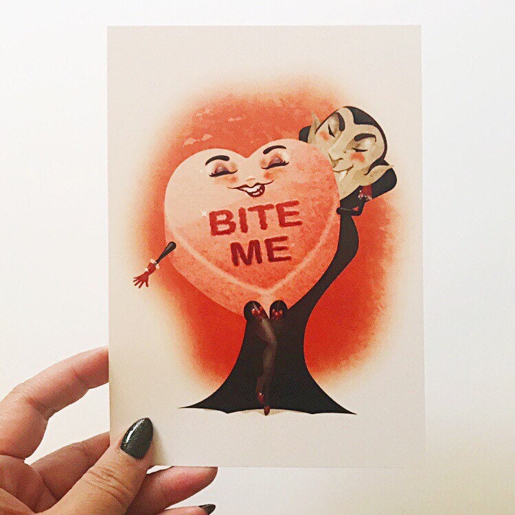 Bite Me! A Digital Print on heavy card stock available in 5x7 and 8x10, Kitschy Home Decor, Gallery Wall Art