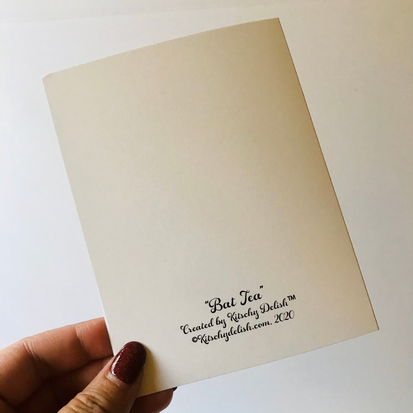 Bat + Tea blank greeting card