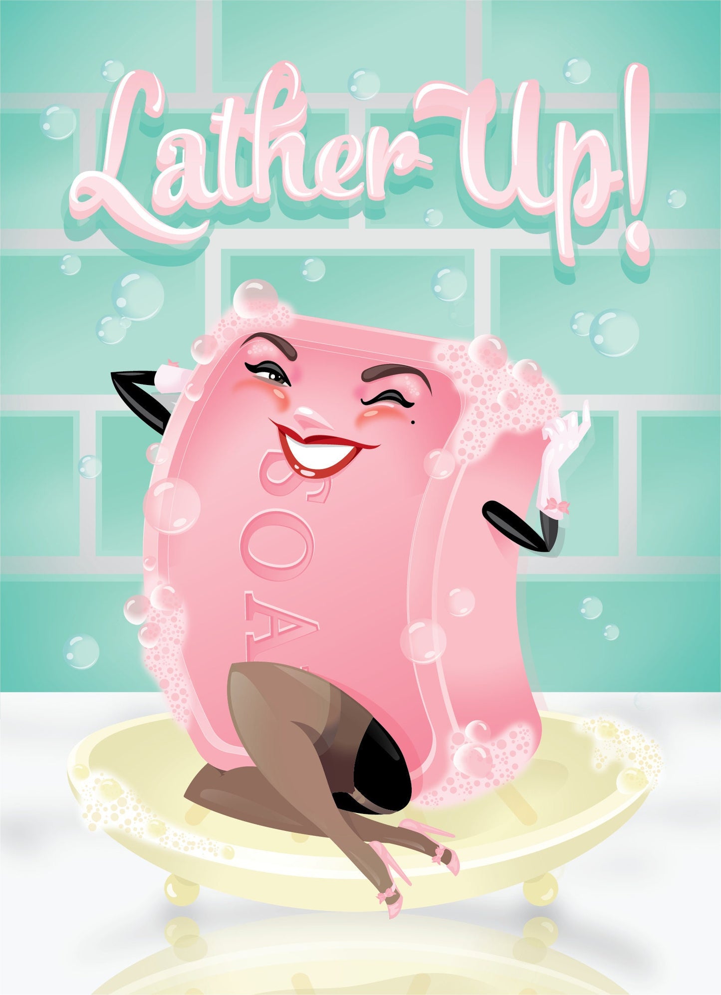 Lather Up!, Digital Print, Kitschy Bathroom Decor, Nostalgic Wall Hanging, Unique Housewarming Gift