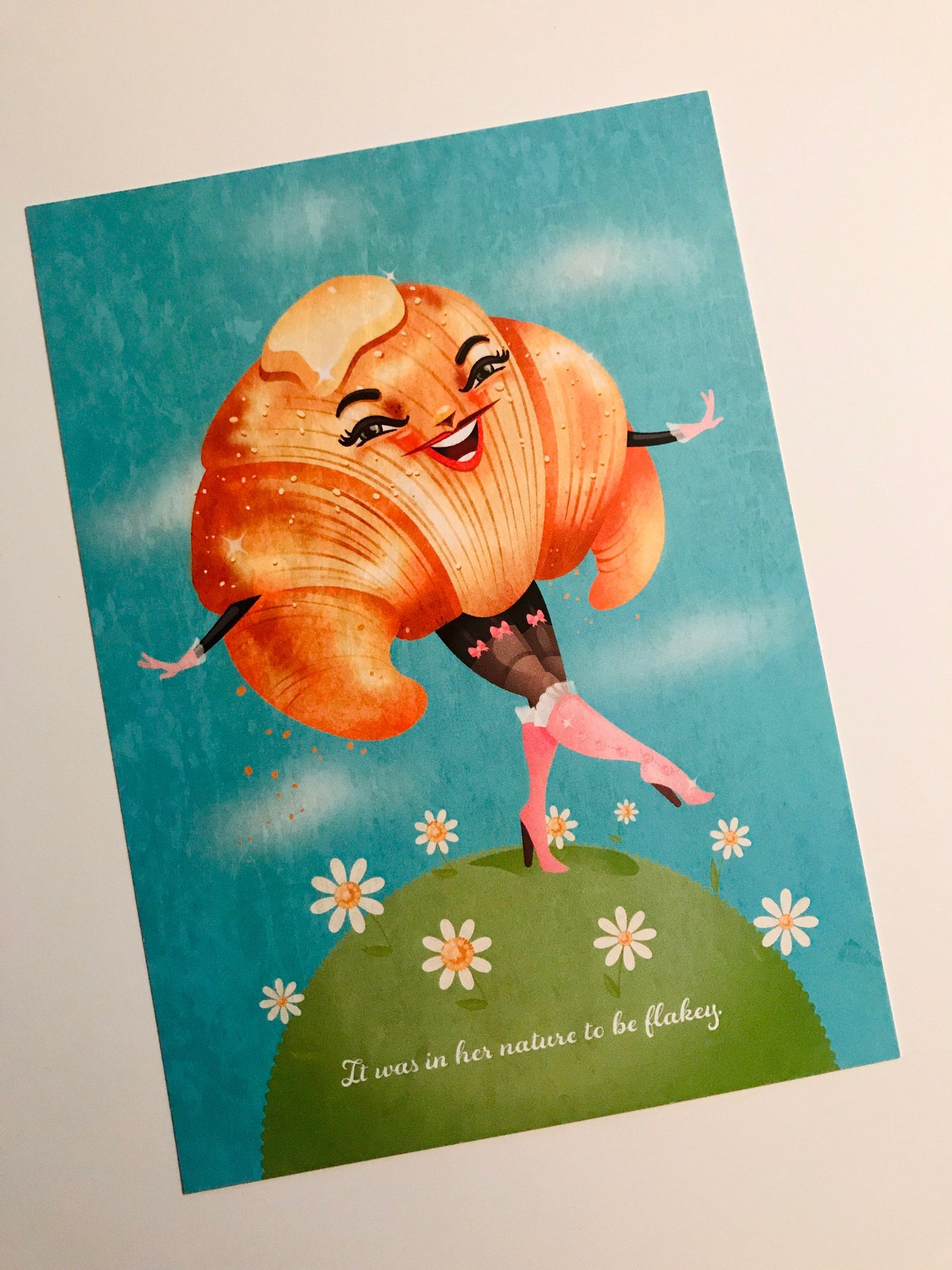 It was in her nature to be flakey Digital Print, Croissant Art, Quirky Kitchen Decor