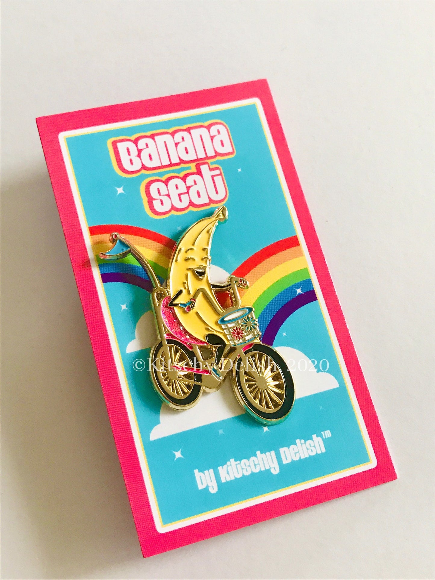 Banana Seat, soft enamel pin!