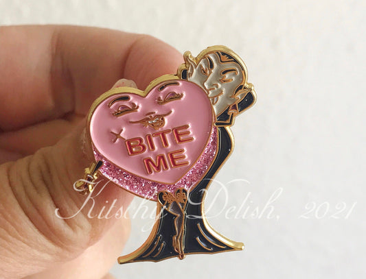BITE ME, soft enamel pin with glitter!