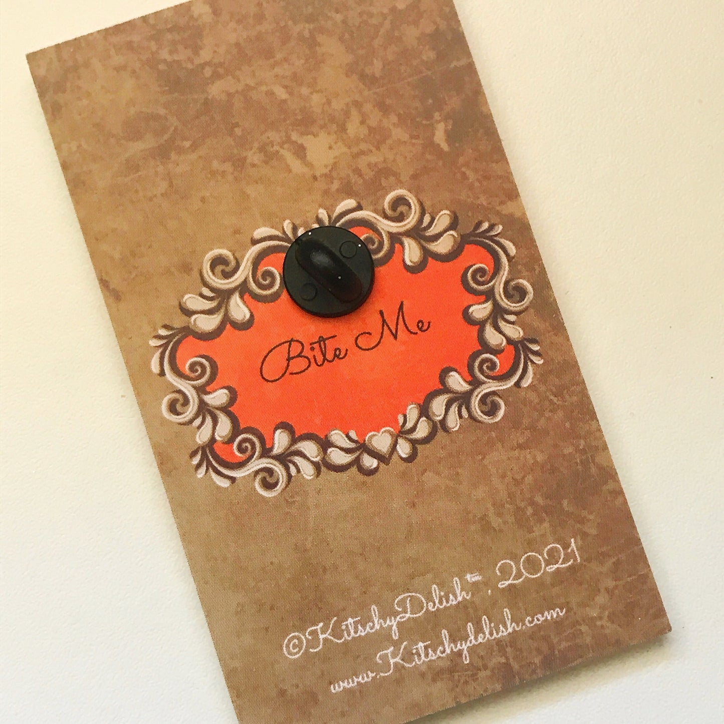 BITE ME, soft enamel pin with glitter!