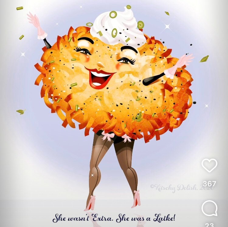 She Wasn’t Extra, She was a Latke, Regular Print in 5x7 or 8x10, Quirky Food Print, Unique Apartment Art, Original Fine Art