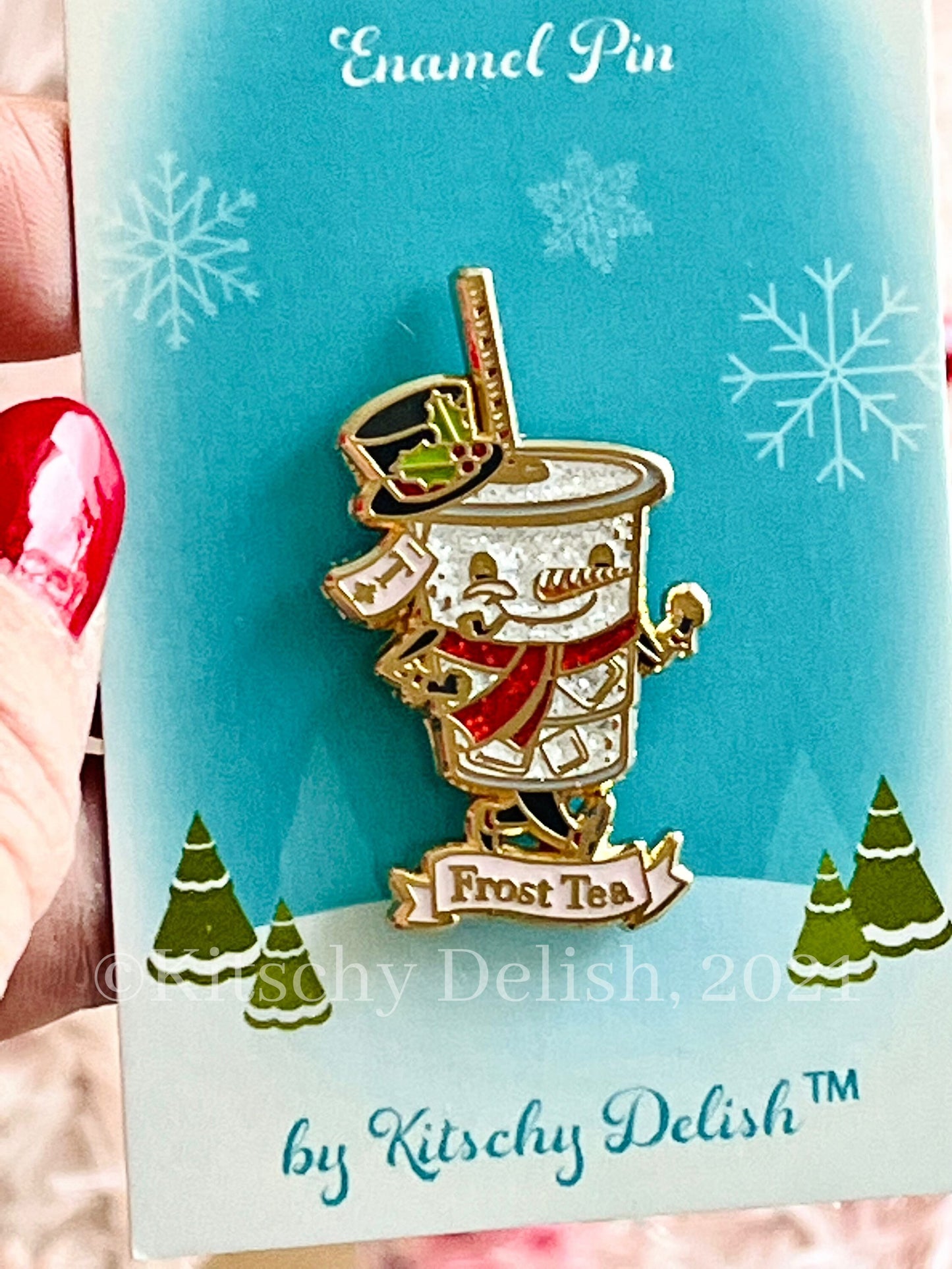 Frost Tea, glitter soft enamel pin!