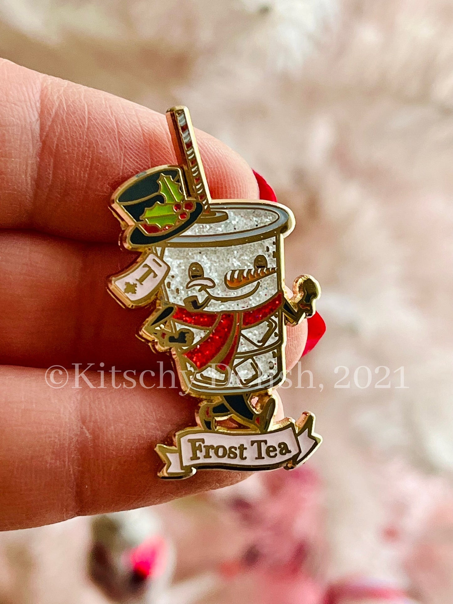 Frost Tea, glitter soft enamel pin!