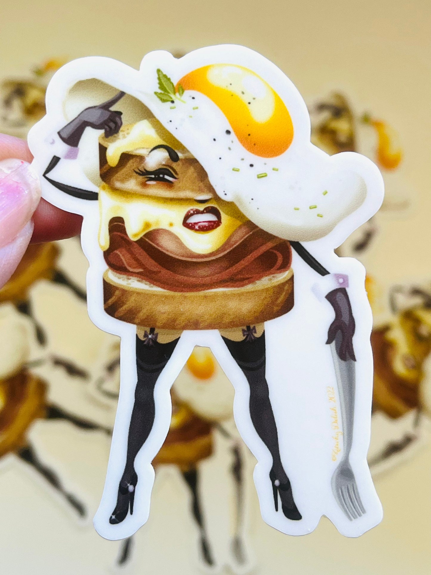 Croque Madame vinyl sticker