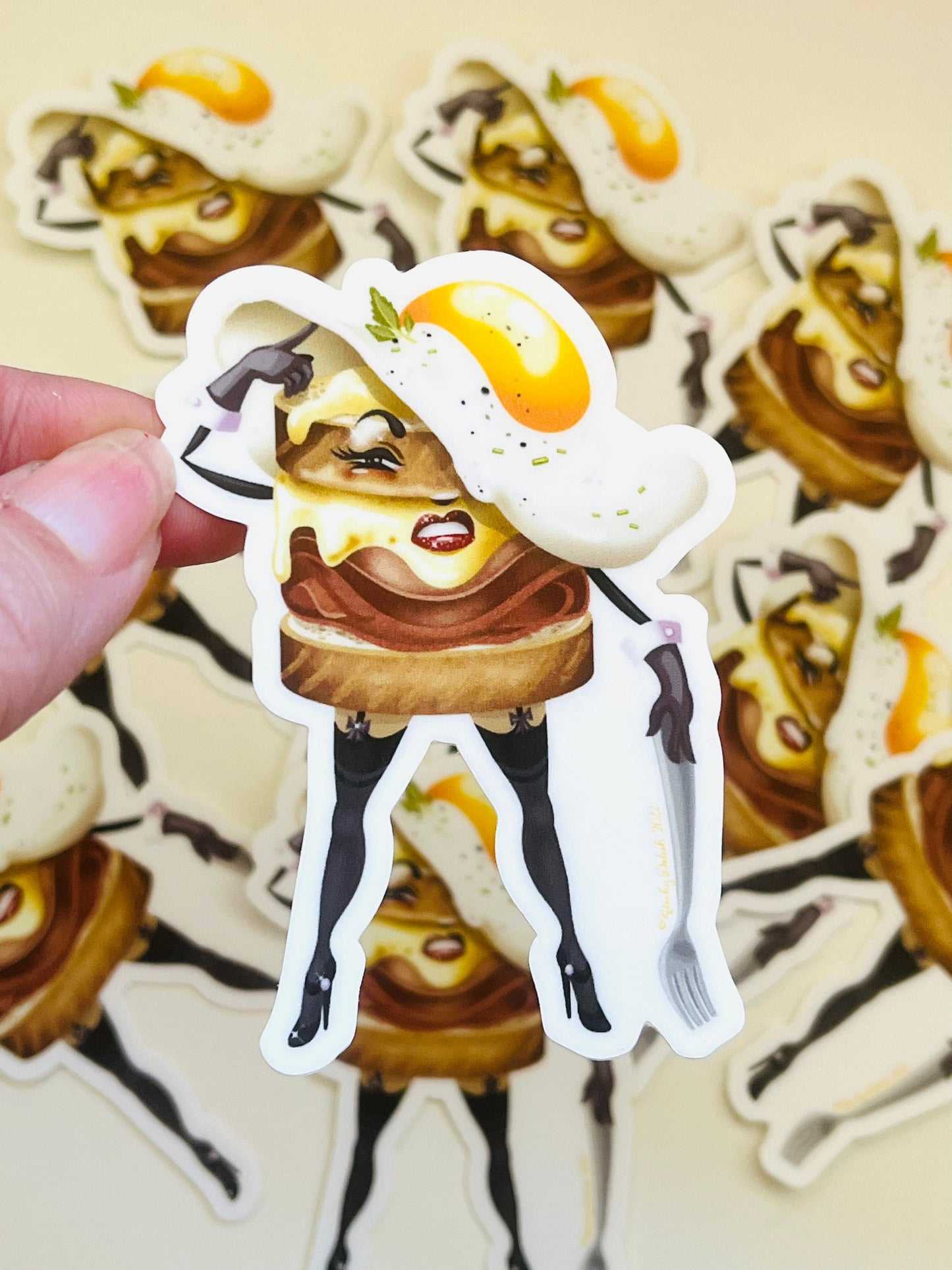Croque Madame vinyl sticker