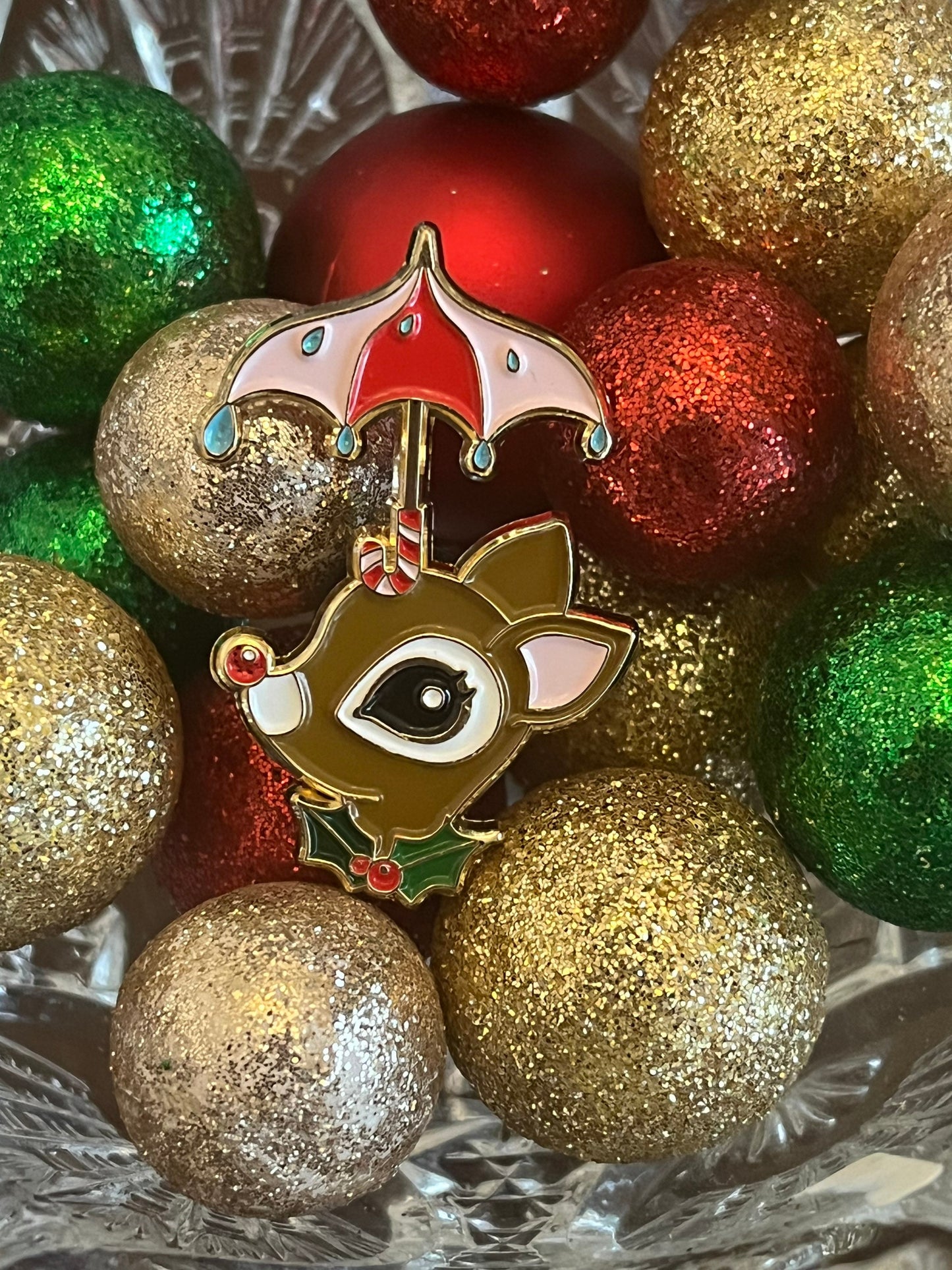 Rain Deer, glitter soft enamel pin!