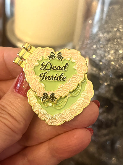 Dead Inside, glittery enamel hinge pin