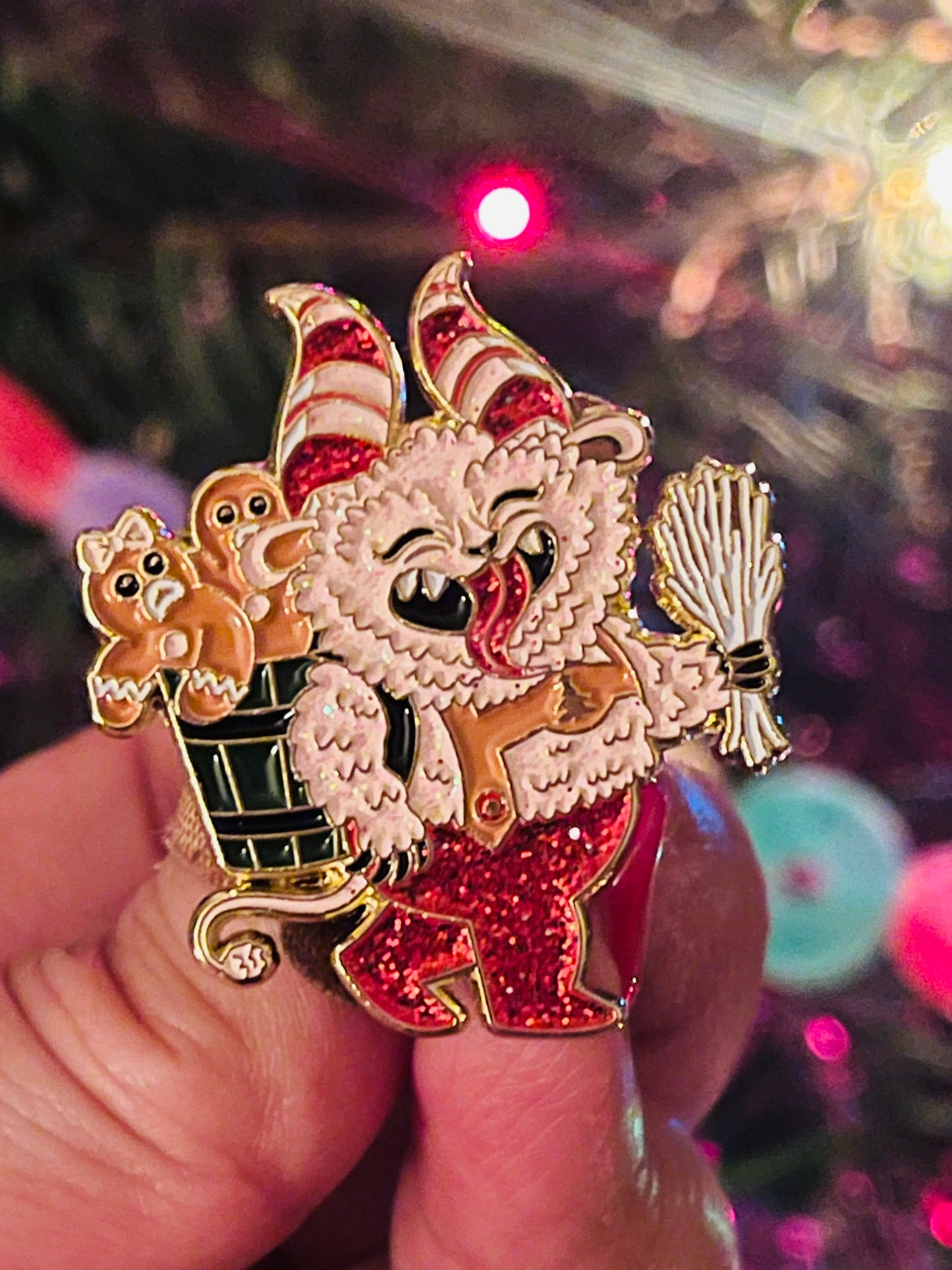 Merry Krampus enamel pin