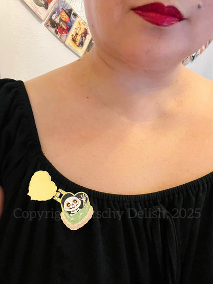 Dead Inside, glittery enamel hinge pin