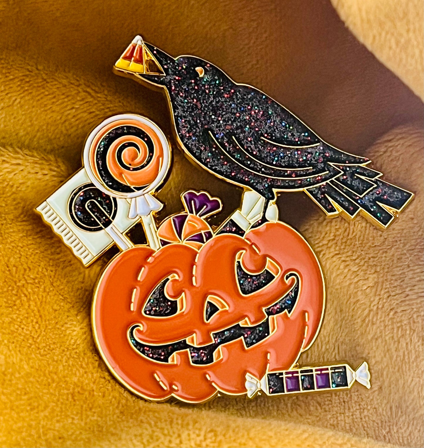 Caring is sharing enamel pin with glitter