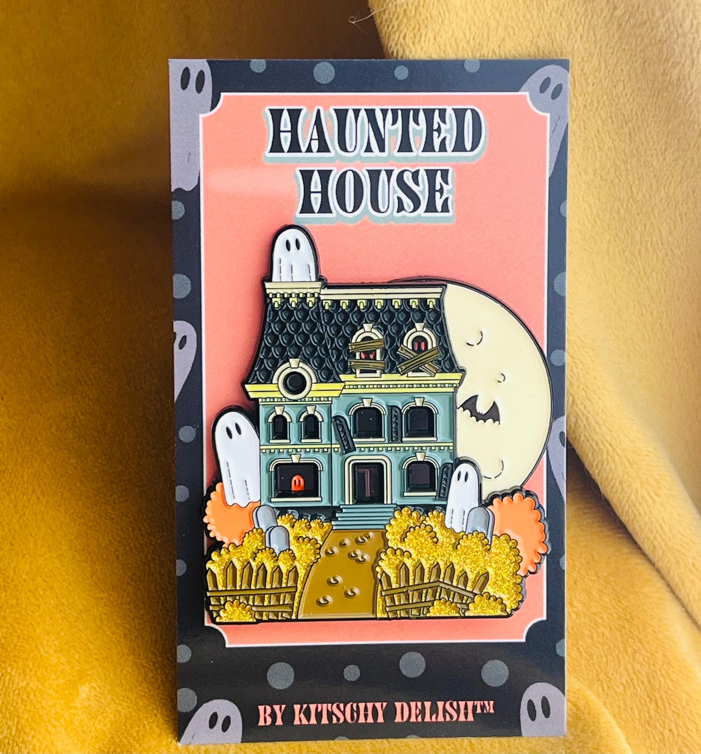 Haunted House Sliding Enamel Pin