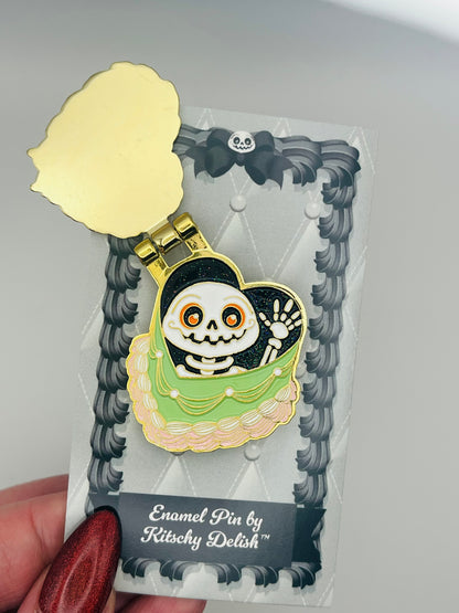 Dead Inside, glittery enamel hinge pin