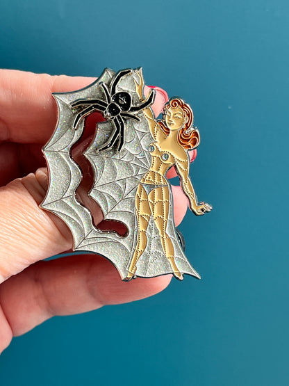 Temptress Web of Desire pin with moving spider