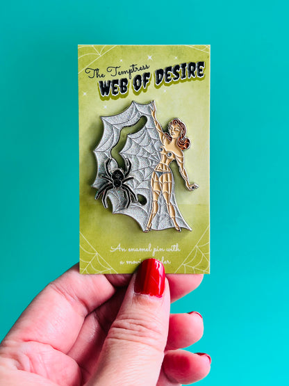 Temptress Web of Desire pin with moving spider