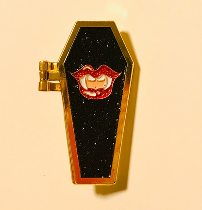 The Vamp, enamel hinge pin with glitter