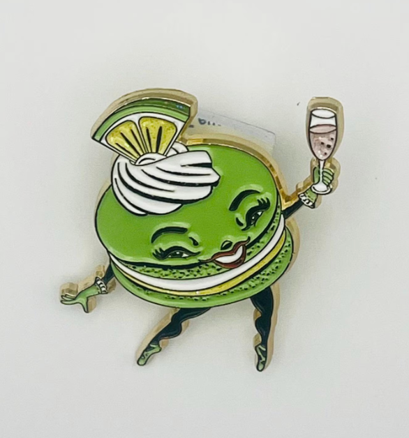 Lime Macaron soft enamel pin with glitter