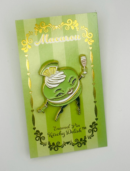Lime Macaron soft enamel pin with glitter