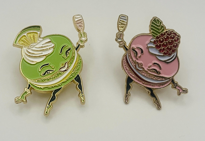 Lime Macaron soft enamel pin with glitter