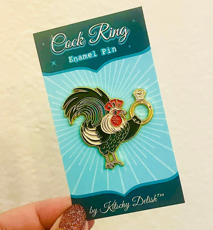 Cock Ring enamel pin with glitter