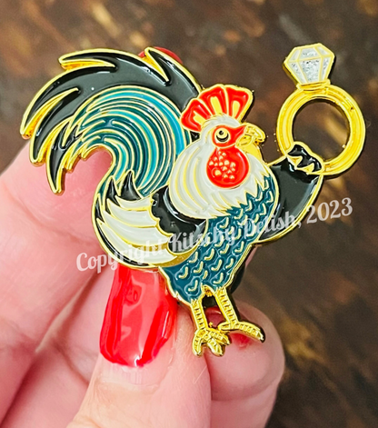Cock Ring enamel pin with glitter