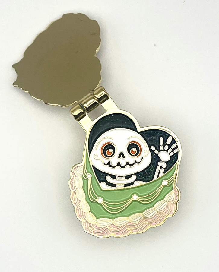 Dead Inside, glittery enamel hinge pin
