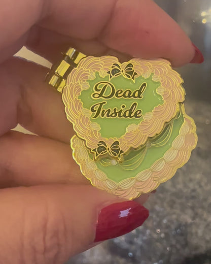 Dead Inside, glittery enamel hinge pin