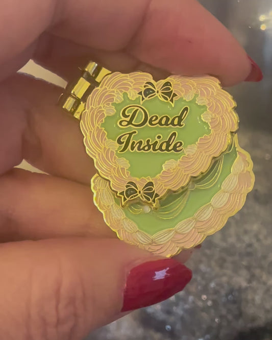 Dead Inside, glittery enamel hinge pin