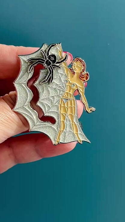 Temptress Web of Desire pin with moving spider
