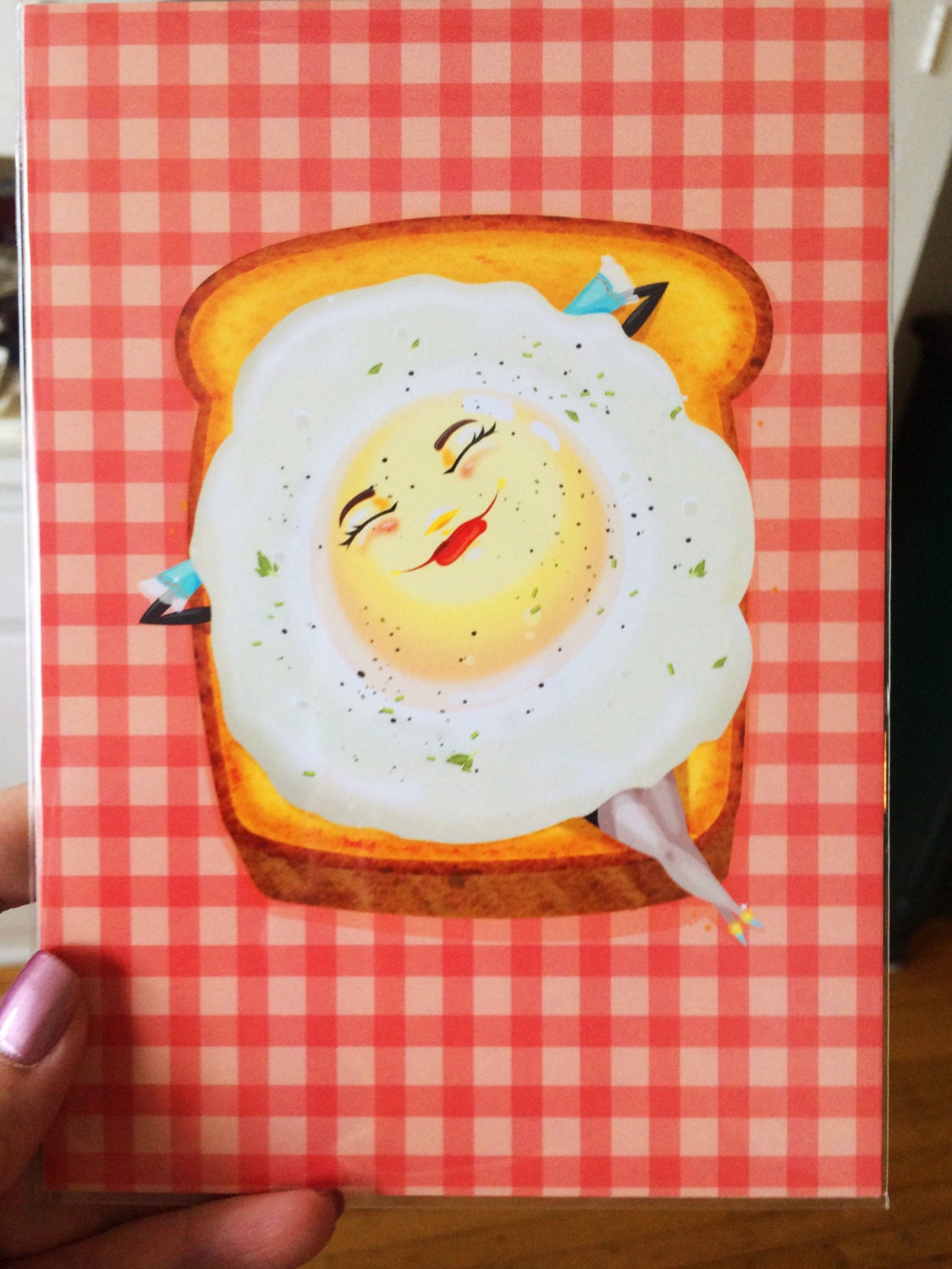 Easy Like Sunday Morning, 5x7 and 8x10 Print on Cardstock, Breakfast Illustration, Unique Home Art