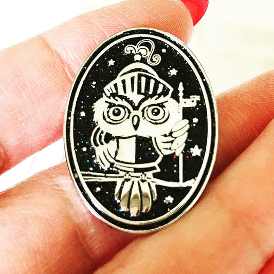 Knight Owl soft enamel pin