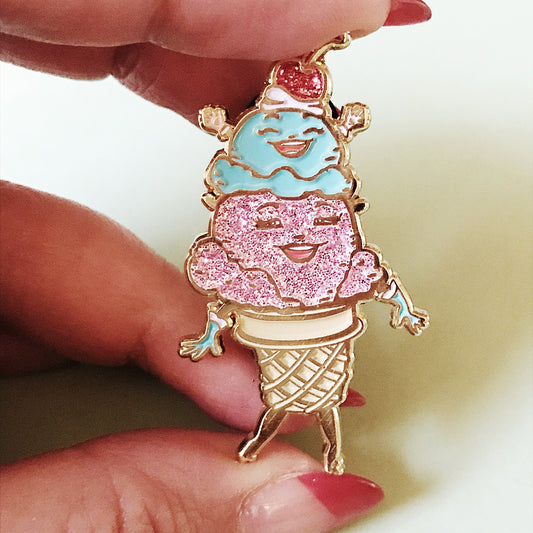 Scooped! Soft enamel pin with glitter!