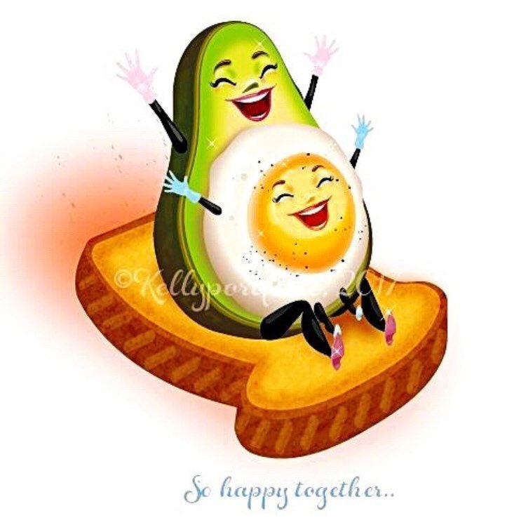 So Happy Together! 5x7 Regular Print, Avocado Toast, Quirky Food Print, Unique Home Art