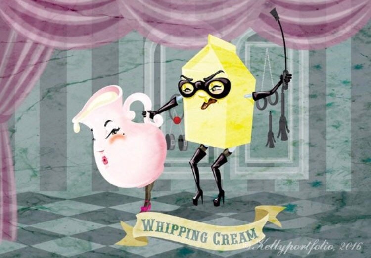 Whipping Cream 8x10 Regular Print, Quirky Food Print, Unique Apartment Art, Punny Wall Decor