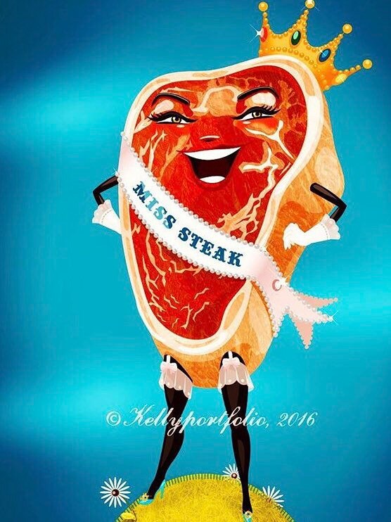 Miss Steak, 5x7 Regular Print, Quirky Food Print, Unique Apartment Art, Original Fine Art