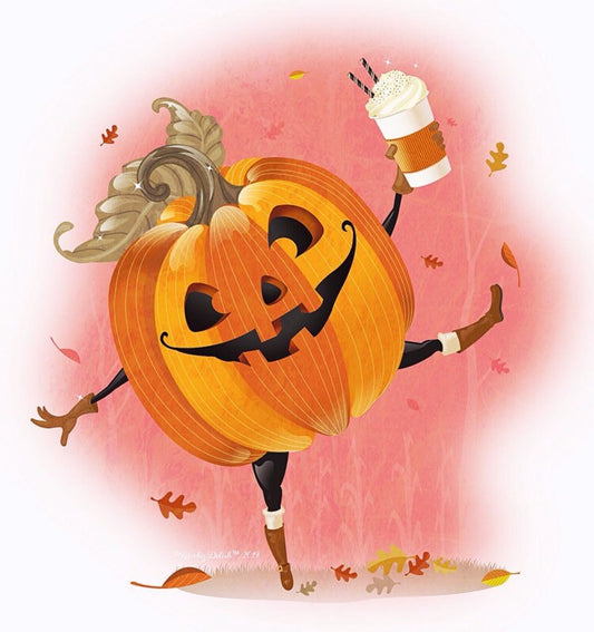 Pumpkin Spice Print, 5x7 Wall Art, Halloween Home Decor, Cute Pumpkin Illustration